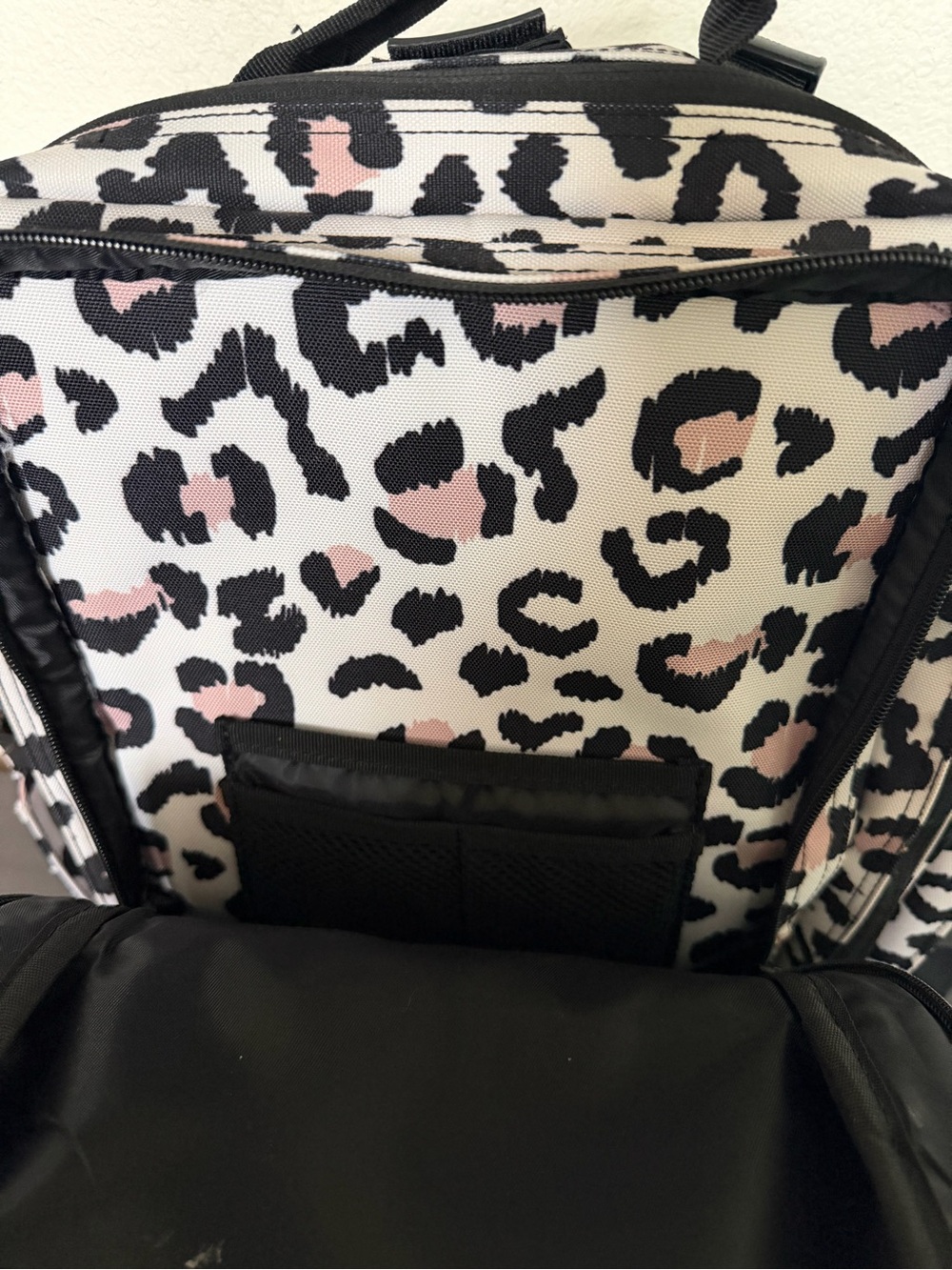 WOLFPACK Leopard Print Backpack - Black, White & Pale Pink - Picture 9 of 14